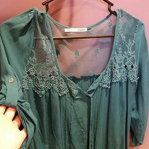 Maurices Teal Lace Detailed Top